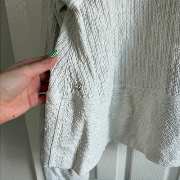 LULULEMON Retreat Yourself Pullover White Knit Bell Sleeve Boho Oversized Crew L - Picture 4 of 8